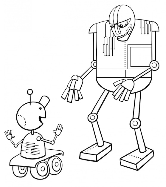 벡터 말하는 로봇 컬러 북의 만화 그림