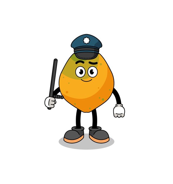 Cartoon Illustration of papaya fruit police character design