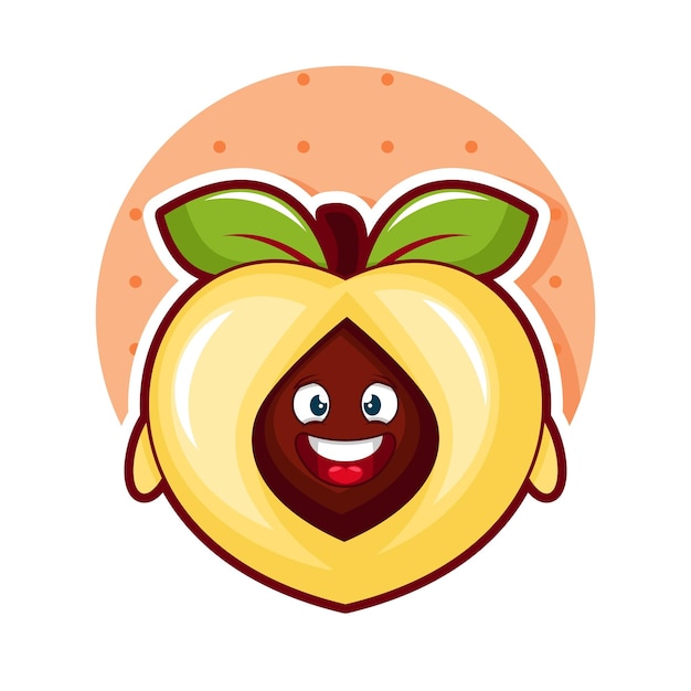 Cartoon illustration of peach a happy face