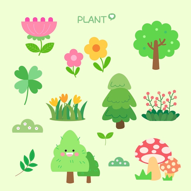 A cartoon illustration of a plant with a green background.