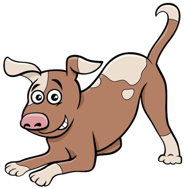 Cartoon illustration of playful spotted dog comic animal character