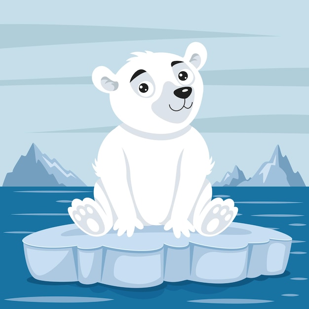 Карикатура на белого медведя