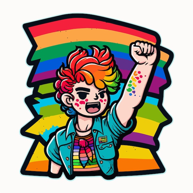 A cartoon illustration of a pride LGPT