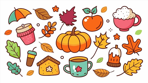 Vector a cartoon illustration of a pumpkin a pumpkin and a pumpkin