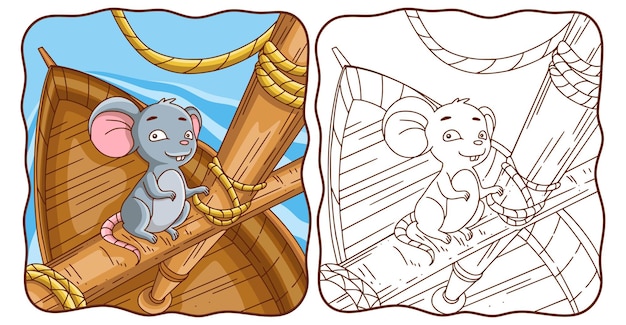 Cartoon illustration the rat is on the boat book or page for kids