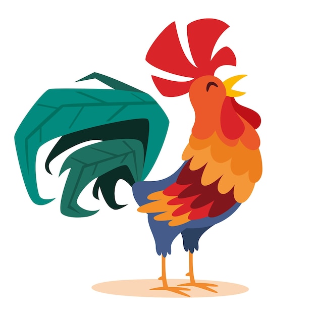 Cartoon illustration of a rooster