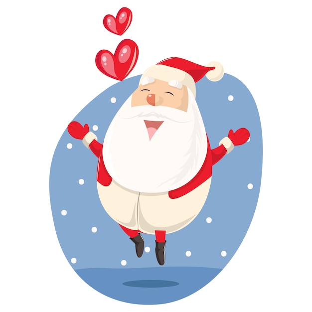 Cartoon illustration of Santa Claus jumping