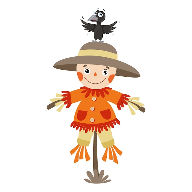 Cartoon illustration of a scarecrow