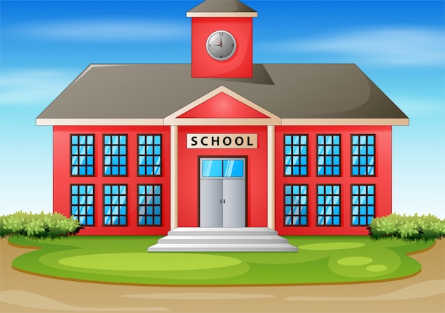 Vector cartoon illustration of school building