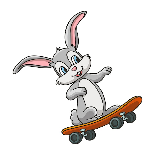 만화 그림 스케이트 보드 토끼