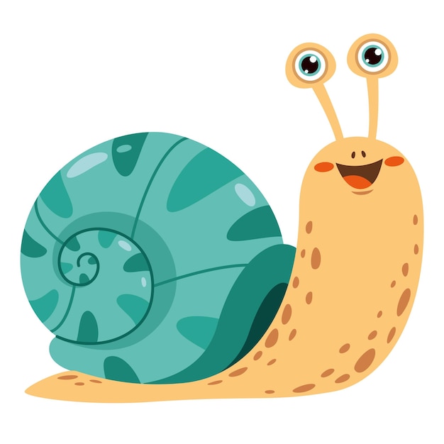 Vector cartoon illustration of a snail