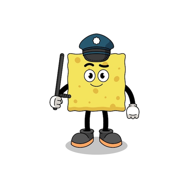 Cartoon Illustration of sponge police character design