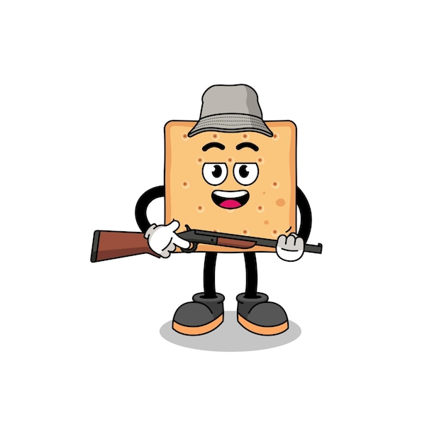 Cartoon illustration of square cracker hunter