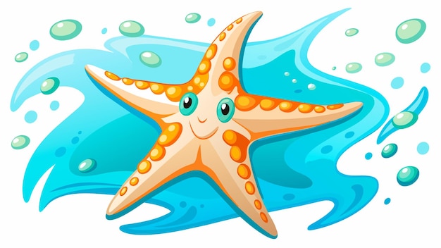 Vector a cartoon illustration of a starfish with the ocean in the background