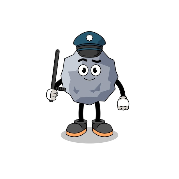 Cartoon Illustration of stone police