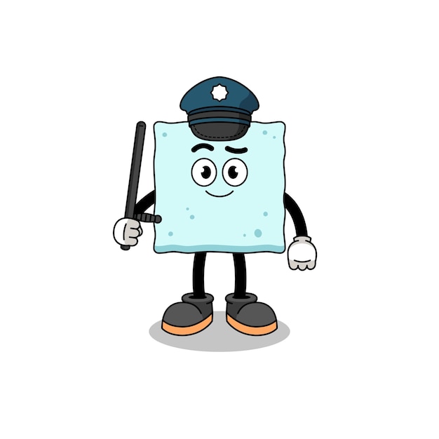 Cartoon illustrazione del design del personaggio della polizia di zollette di zucchero
