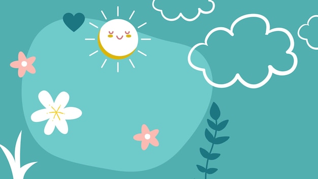 Vector a cartoon illustration of a sun and clouds with a sun in the sky