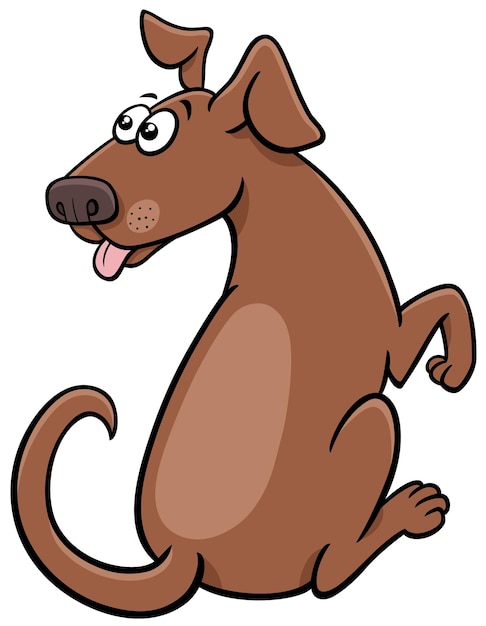 Cartoon illustration of surprised brown dog comic animal character