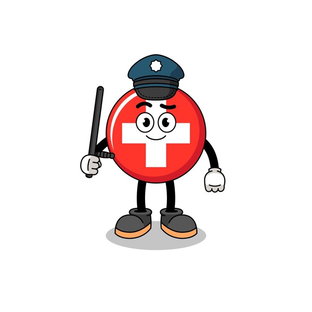 Vector cartoon illustration of switzerland police