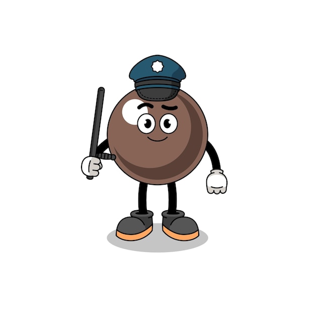 Cartoon Illustration of tapioca pearl police character design