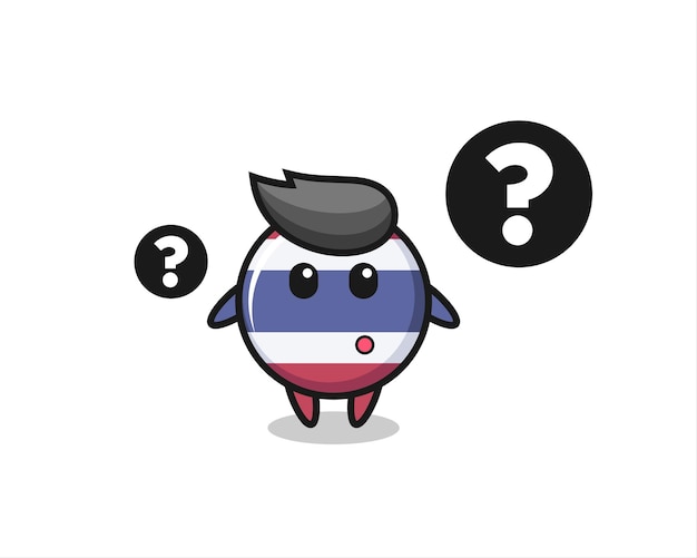 Cartoon illustration of thailand flag badge with the question mark