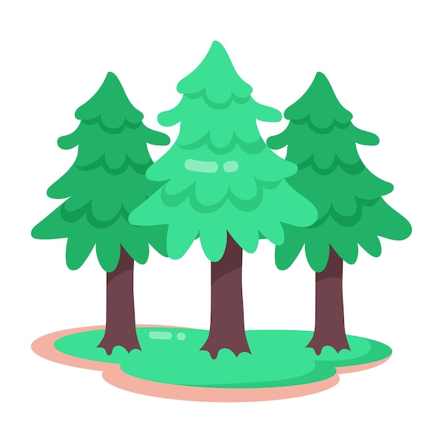 A cartoon illustration of three pine trees.