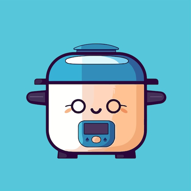 A cartoon illustration of a toaster with a face of a smiling face.