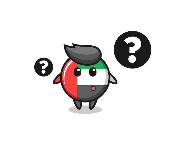 Cartoon illustration of uae flag badge with the question mark