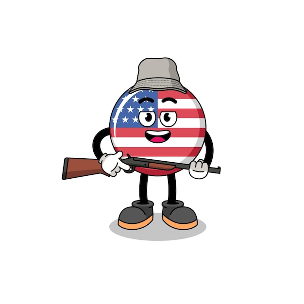アメリカ合衆国の旗ハンターの漫画イラスト