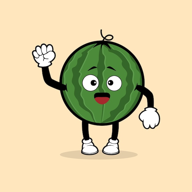 Cartoon illustration of a watermelon with a hand on his face.