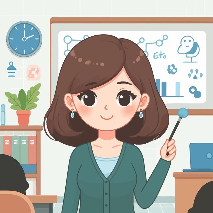 拡大鏡を持った女性の漫画イラスト