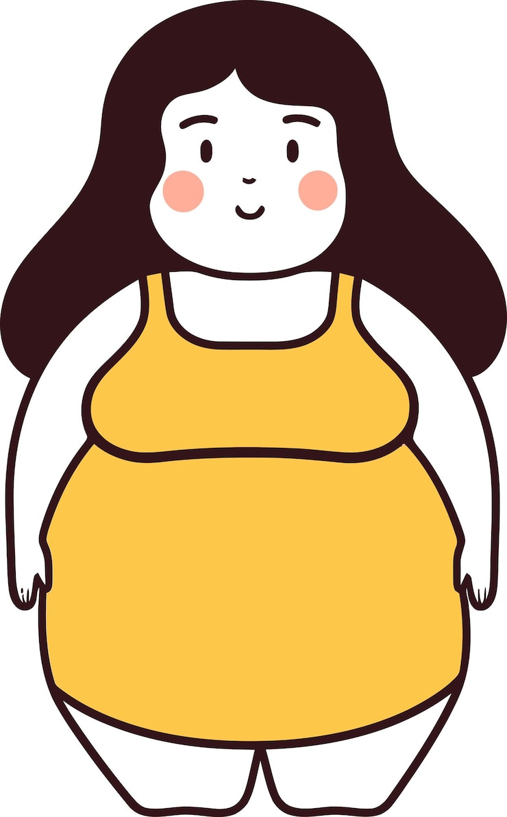Vector 노란색 드레스와 노란색 셔츠를 입은 여성의 만화 일러스트레이션