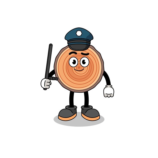 Cartoon Illustration of wood trunk police