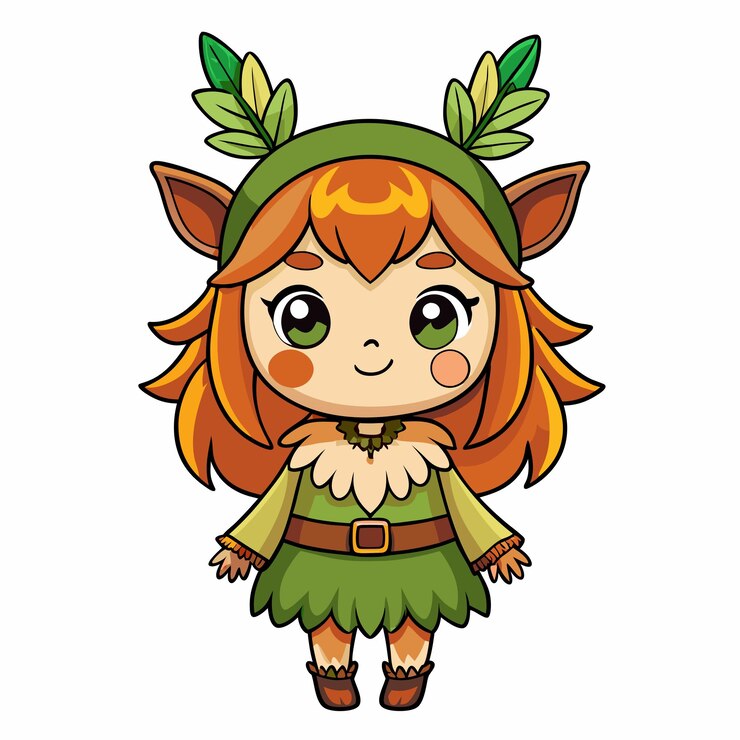 Vector cartoon illustration of woodland creature girl costume