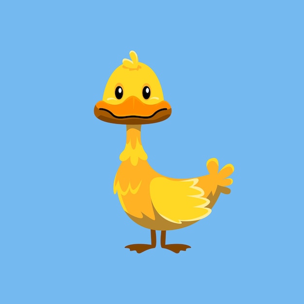 A cartoon illustration of a yellow duck with a tail and a tail.