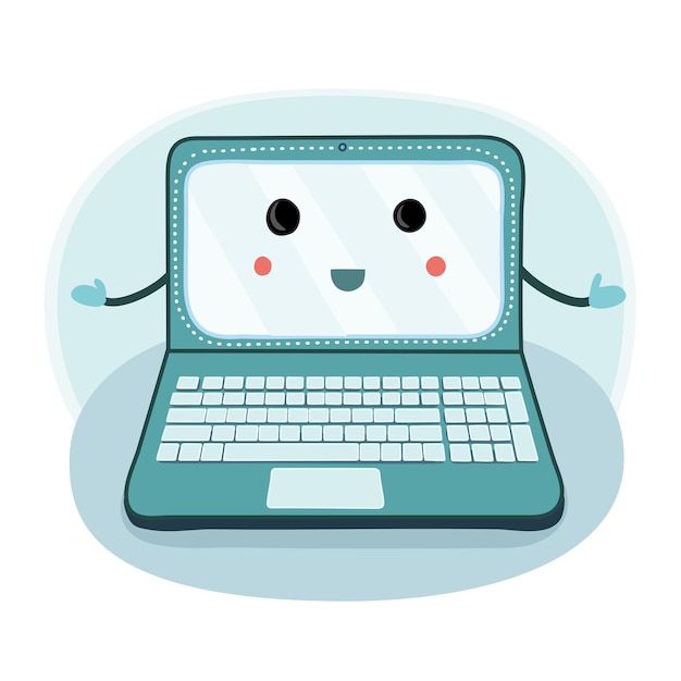 Cartoon illustrationf of  laptop with arms and legs