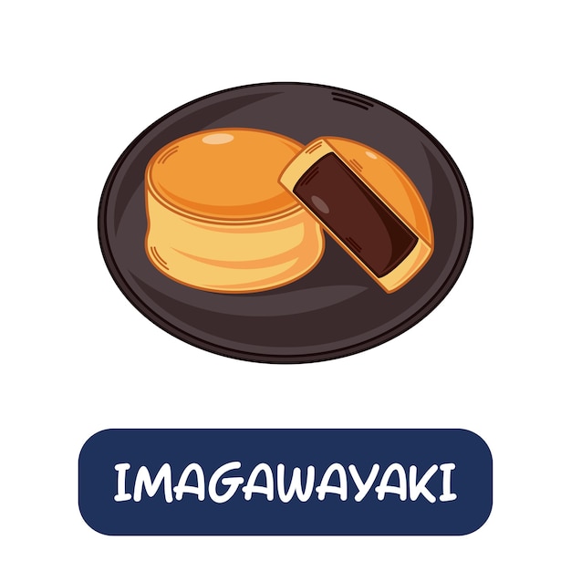 Cartoon imagawayaki Japans eten vector geïsoleerd op een witte achtergrond