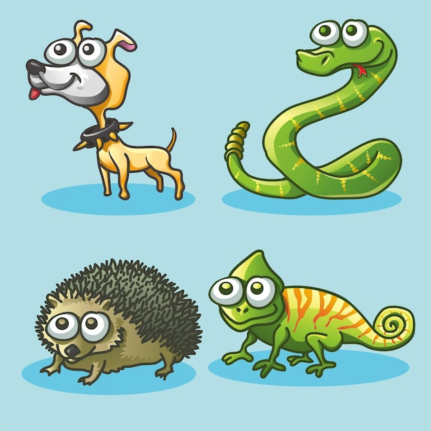 A cartoon image of animals including a lizard and a lizard