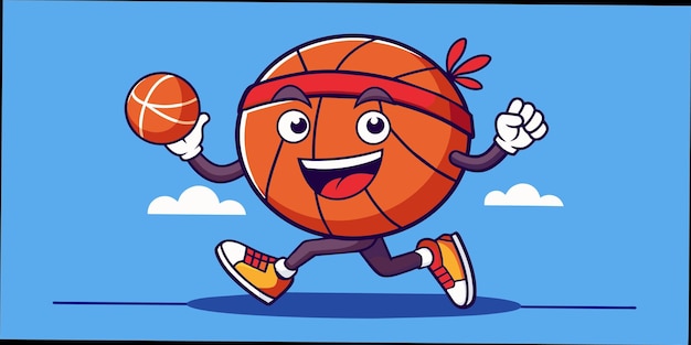 Vector a cartoon image of a basketball with the word basketball on it