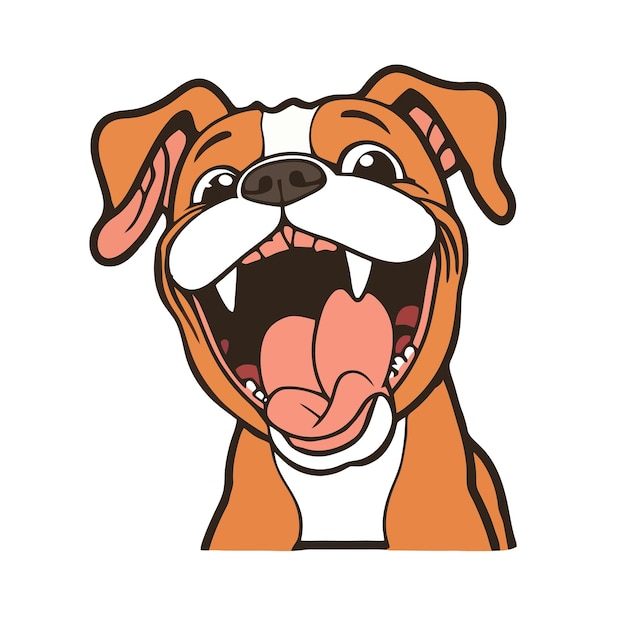 A cartoon image of a bulldog with a big mouth and teeth showing.