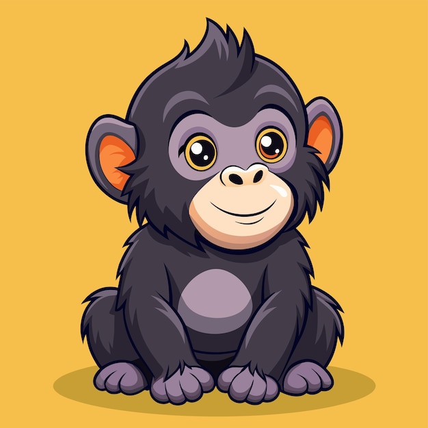 a cartoon image of a chimpanzee with a yellow background