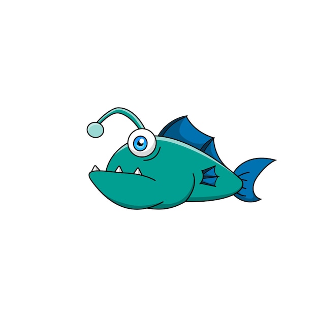 Cartoon image of cute fish monster Vector illustration
