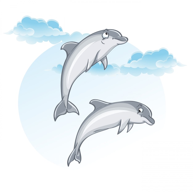 Cartoon image of dolphins.