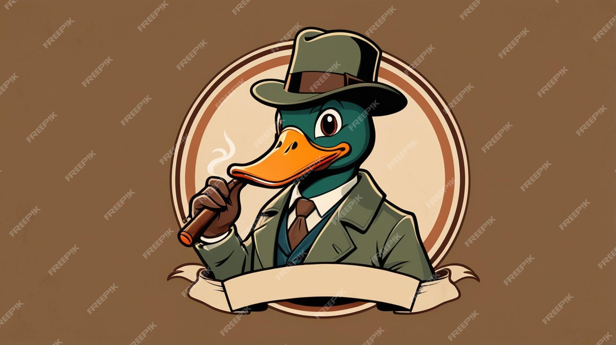 Cartoon image of a duck wearing a hat and jacket | Premium AI-generated
