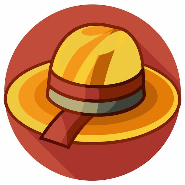 a cartoon image of a hat with a red ribbon around it