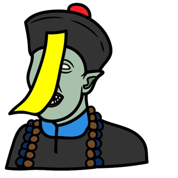 Vector cartoon image of a man with a yellow strip on his face