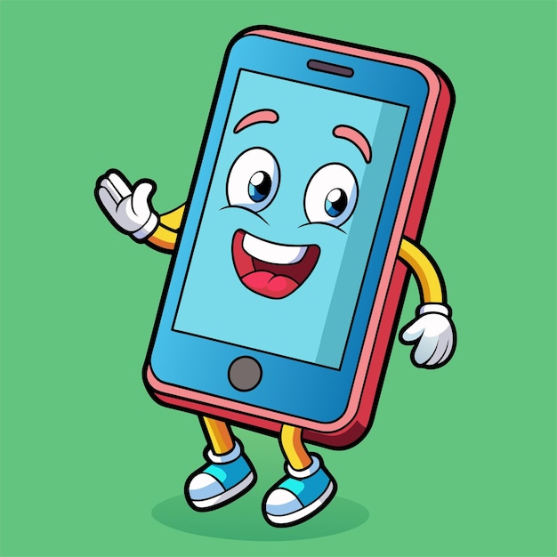 Vector a cartoon image of a phone with a cartoon face on it