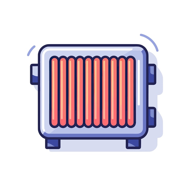 A cartoon image of a radiator with a red tint on it.