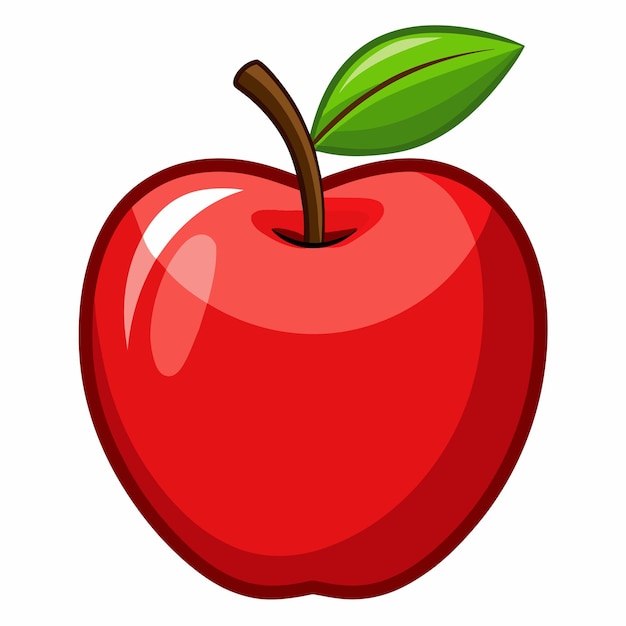a cartoon image of a red apple with a green eyes and a green eyes