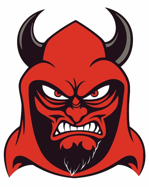 Cartoon image of a red bull with horns and horns.